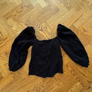 Johanna Ortiz Black Puff Sleeve Blouse